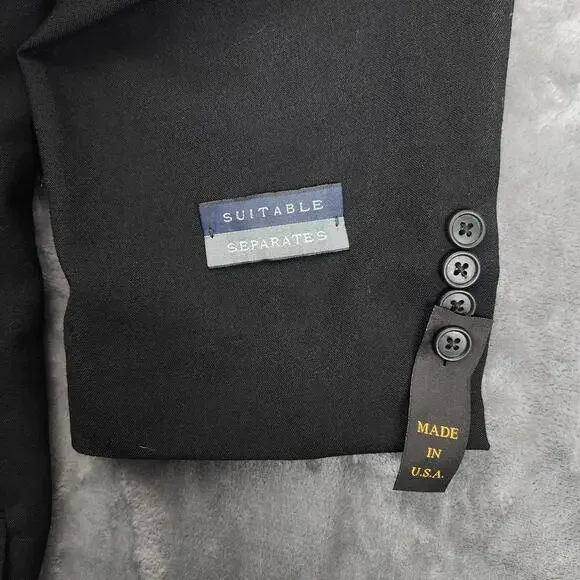 Hardwick Clothes Men's Suit Jacket Black Peak Lapel Double Breasted 54 Long